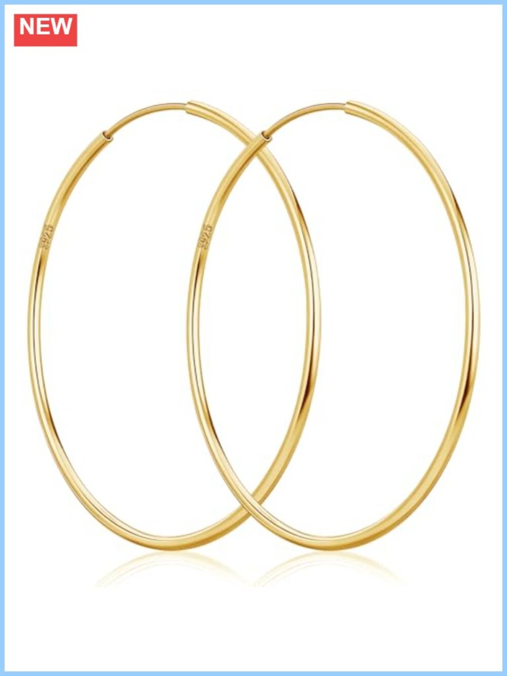 925 Sterling Silver Hoop Earrings Hypoallergenic 14k Gold Plated Lightweight